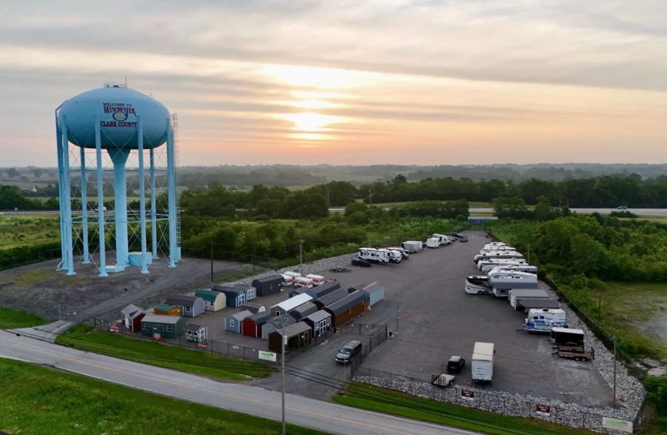 Rolling Hills Storage outdoor facility with gravel lot and metal storage structures in Winchester, KY